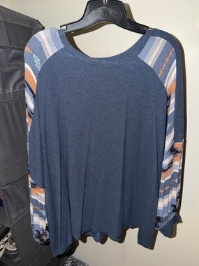 Maurices Dolman Sleeve Top with Striped Printed Sleeves